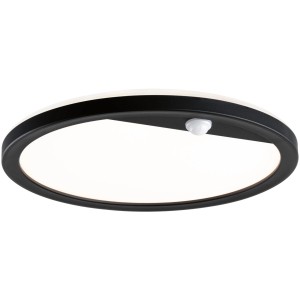 Runde Paulmann LED-Außendeckenleuchte Lamina mit PIR-Sensor, schwarz. Deckenlampe mit Bewegungsmelder.