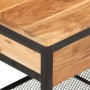 vidaXL Schuhbank aus Akazie und Eisen, Detailansicht der Holzoberfläche und des Metallrahmens.