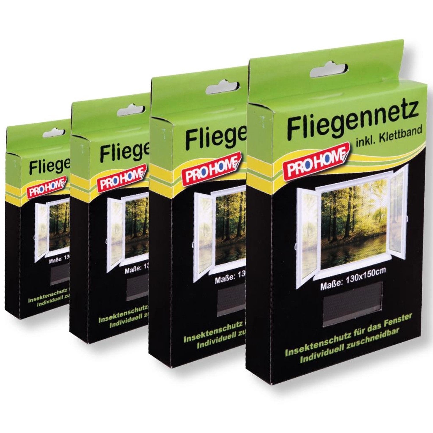 ProHome Mückennetz 4er Pack Basic Fliegennetz Schwarz