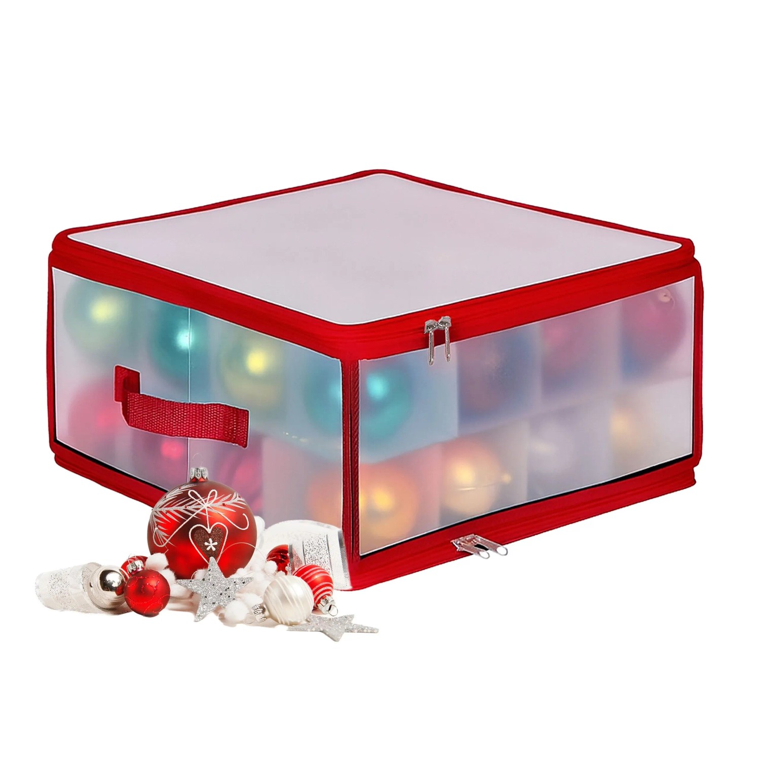 Relaxdays Weihnachtskugel Aufbewahrungsbox Kunststoff Rot Verstellbar 36 cm x 36 cm x 36 cm 1 kg