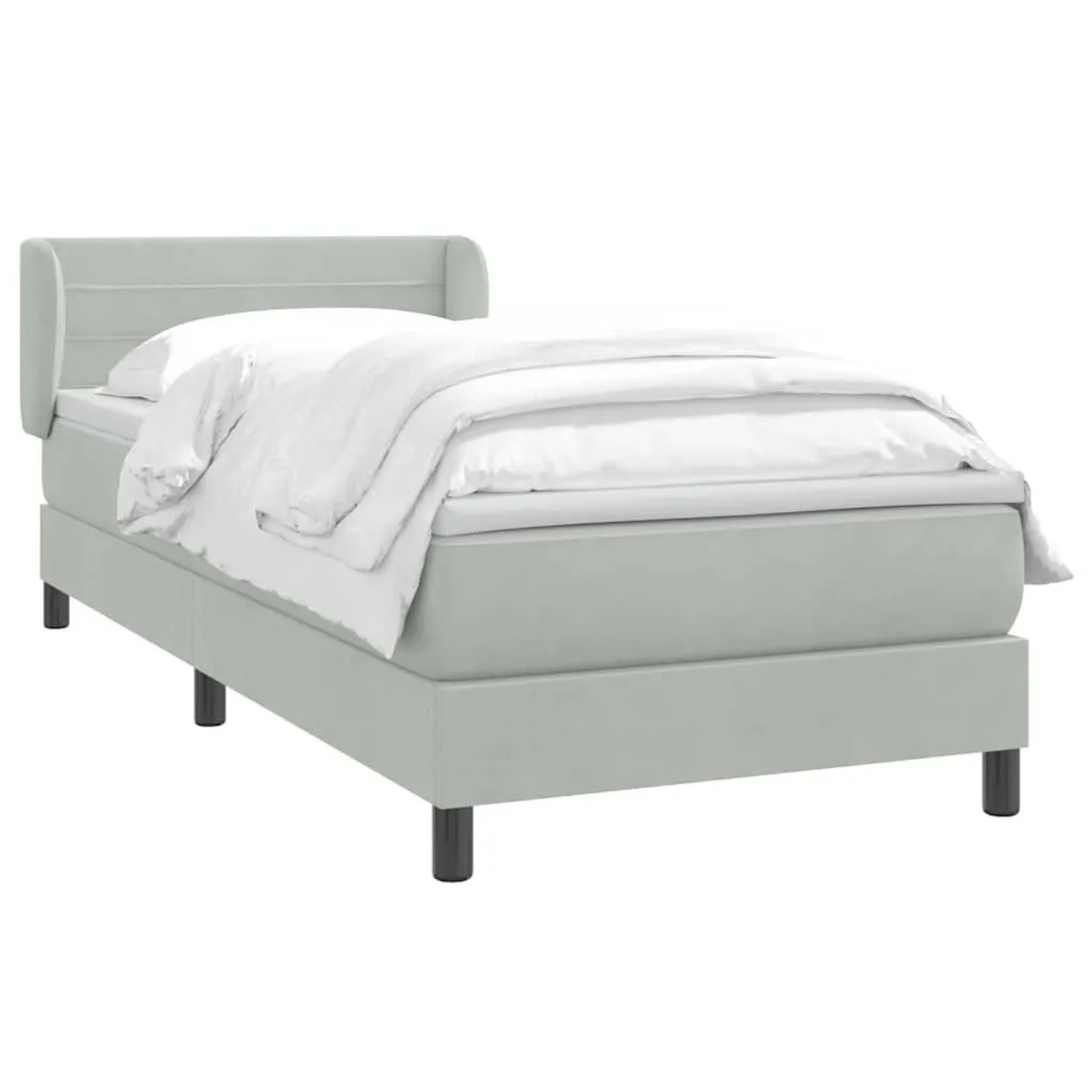 vidaXL Boxspringbett mit Matratze Hellgrau 80x210 cm Samt 3317589 günstig online kaufen