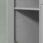 Detailaufnahme: Innenraum des grauen SoBuy Sideboards/Küchenwagens mit Fachboden.