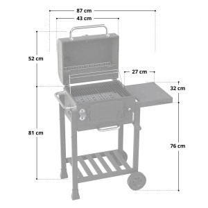 Taino Hero Holzkohlegrill Smoker mit Ablage und Räucherofen Funktion, Grillwagen.
