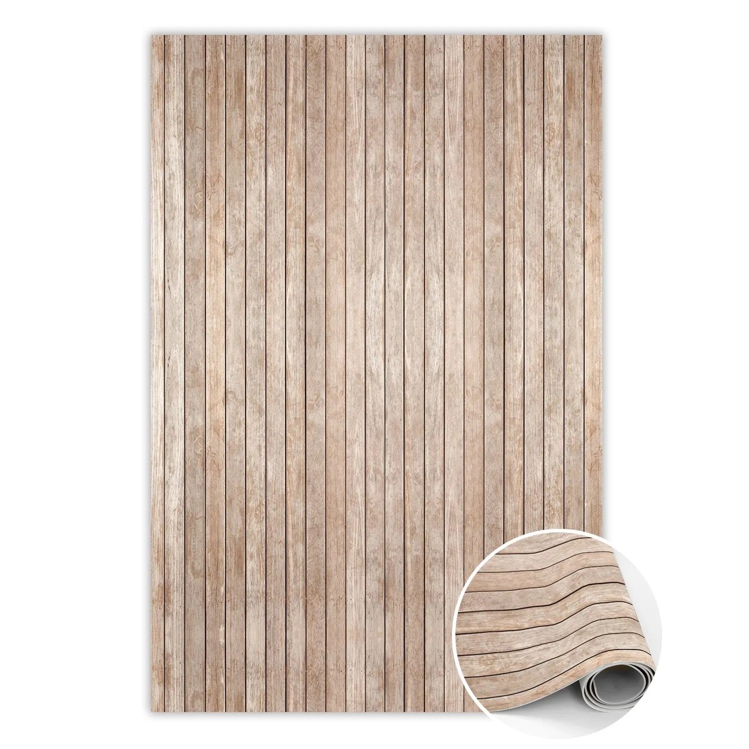 Tulup Teppich Gestreiftes Brett PVC Mat 60x90 cm Braun Tapijt Vinyl PVC Tap günstig online kaufen