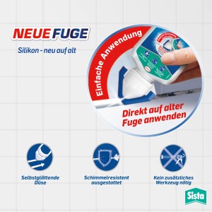 Sista Sanitärsilikon Neue Fuge, 80ml Tube in Weiß. Silikon zur einfachen Erneuerung von Fugen.