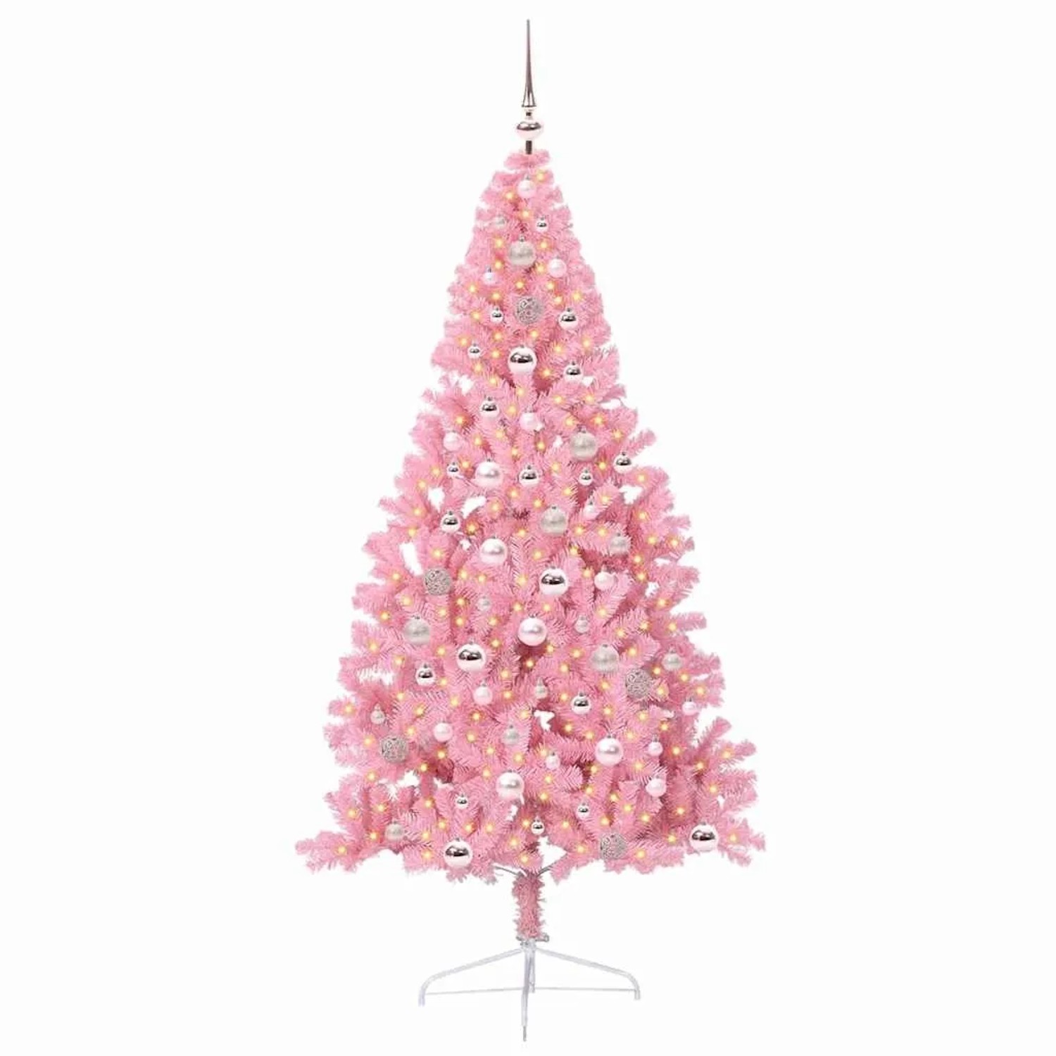 vidaXL Künstlicher Vorbeleuchteter Weihnachtsbaum Rosa 240 cm PVC 3397104