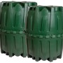 Garantia Herkules Abwasser-Sammelgrube, 3200 l, grün. Zwei grüne Erdtanks verbunden.