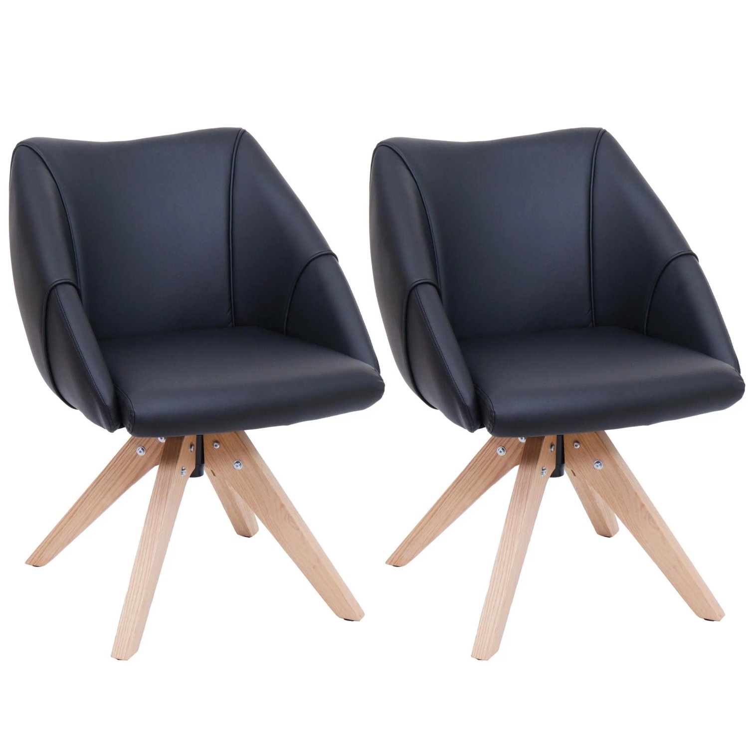 MCW 2er-Set Esszimmerstuhl Q52 Drehbar Holz Kunstleder Schwarz