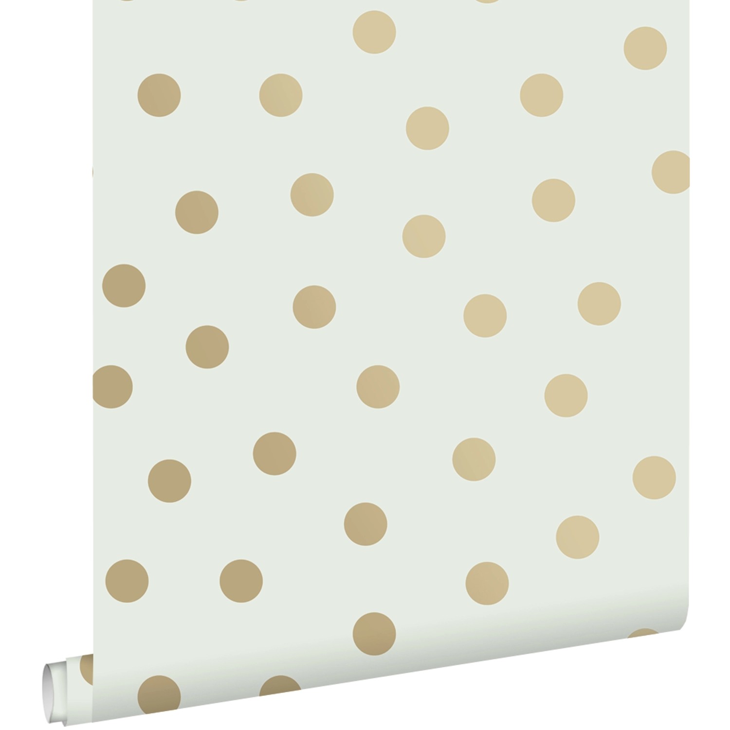ESTAhome Tapete Punkte Crême-Weiß und Gold 53 cm x 10.05 m günstig online kaufen