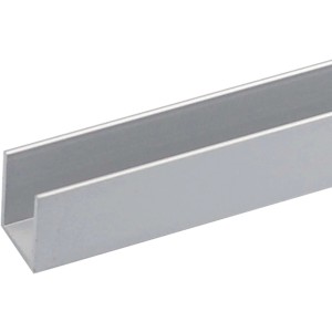 Silbernes Arcansas U-Profil aus Aluminium, 15x10x1000 mm.