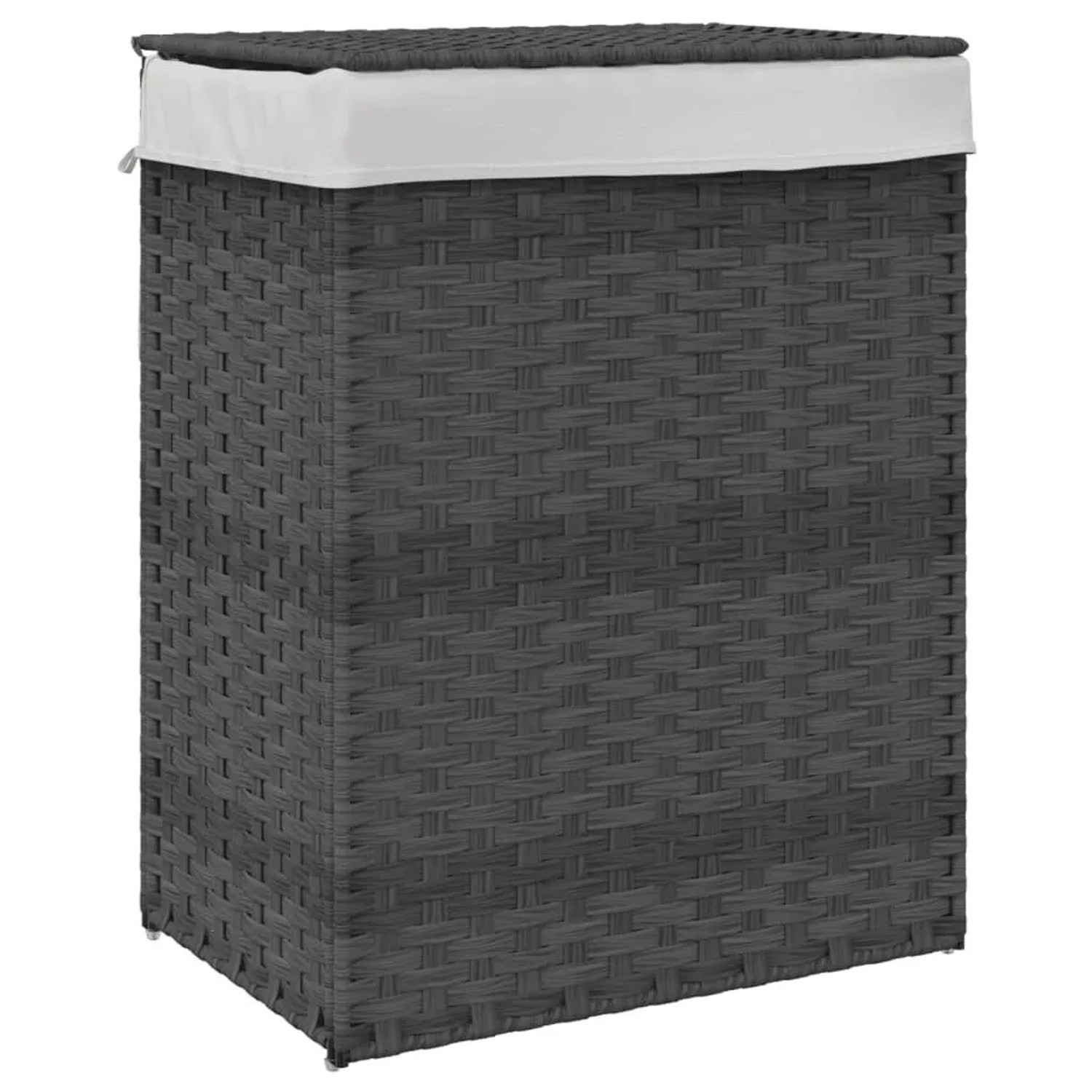 vidaXL Wäschekorb mit Deckel Grau 46x33x60 cm Poly Rattan 372031