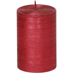 Rubinrote Stumpenkerze Glory, 100/68 mm, mit Struktur-Oberfläche für stimmungsvolles Licht.