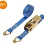 Blauer Conacord Spanngurt PES, 25 mm breit, mit Ratsche und 2 Spitzhaken, 5 m lang.