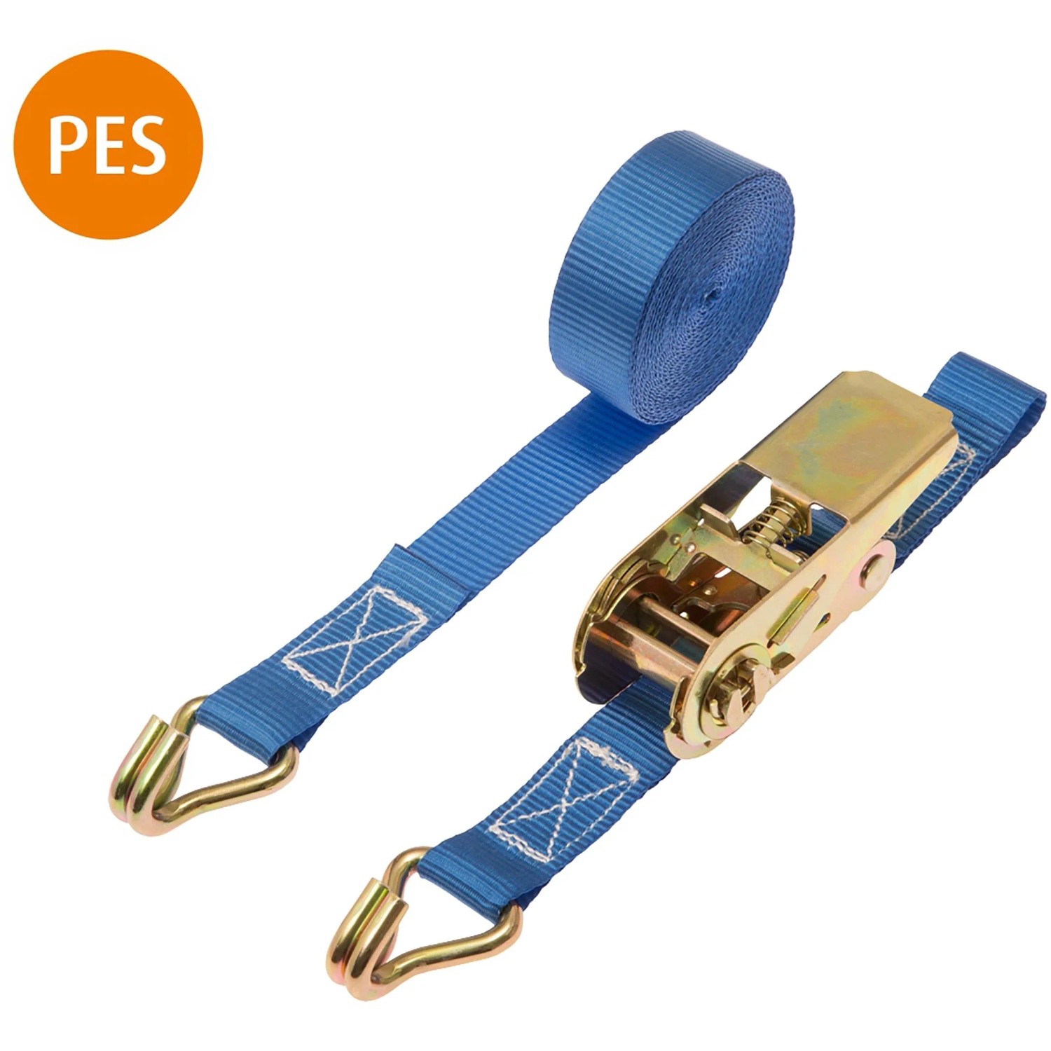 Conacord Spanngurt PES Ratsche 2 Spitzhaken 25 mm Länge 5 m Blau 2-teilig
