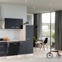 Moderne Flex-Well Küchenzeile Lara, 360 cm, Anthrazit und San Remo Eiche Dekor.