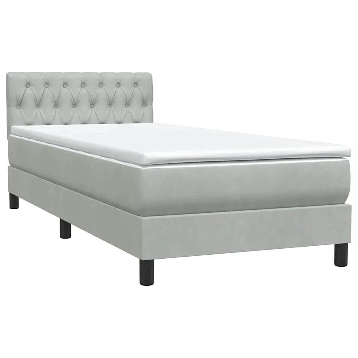vidaXL Boxspringbett mit Matratze Hellgrau 90x220 cm Samt 3316527 günstig online kaufen