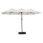 Doppel-Sonnenschirm mit LED, sandweiß, 449x265 cm. Ideal für Garten und Terrasse.