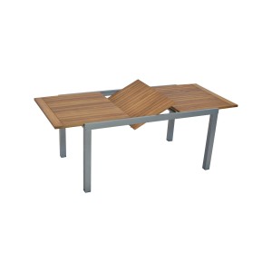 Merxx Gartentisch AZ-Tisch, rechteckig, ausziehbar, 90x75 cm, mit Holzplatte und Aluminiumgestell.