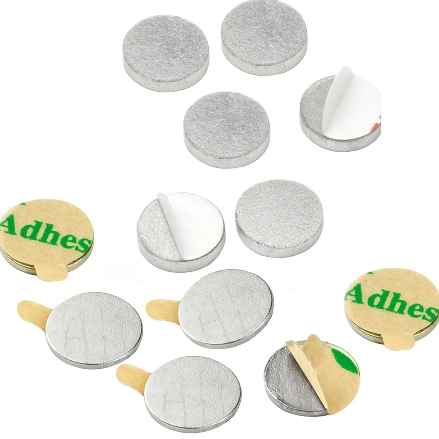 vasalat Flachmagnete Ø 10 mm Selbstklebend mit Metallscheiben 12-teilig