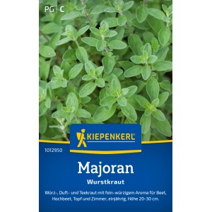 Kiepenkerl Majoran Wurstkraut: Detailaufnahme der grünen Blätter der Kräutersamen.