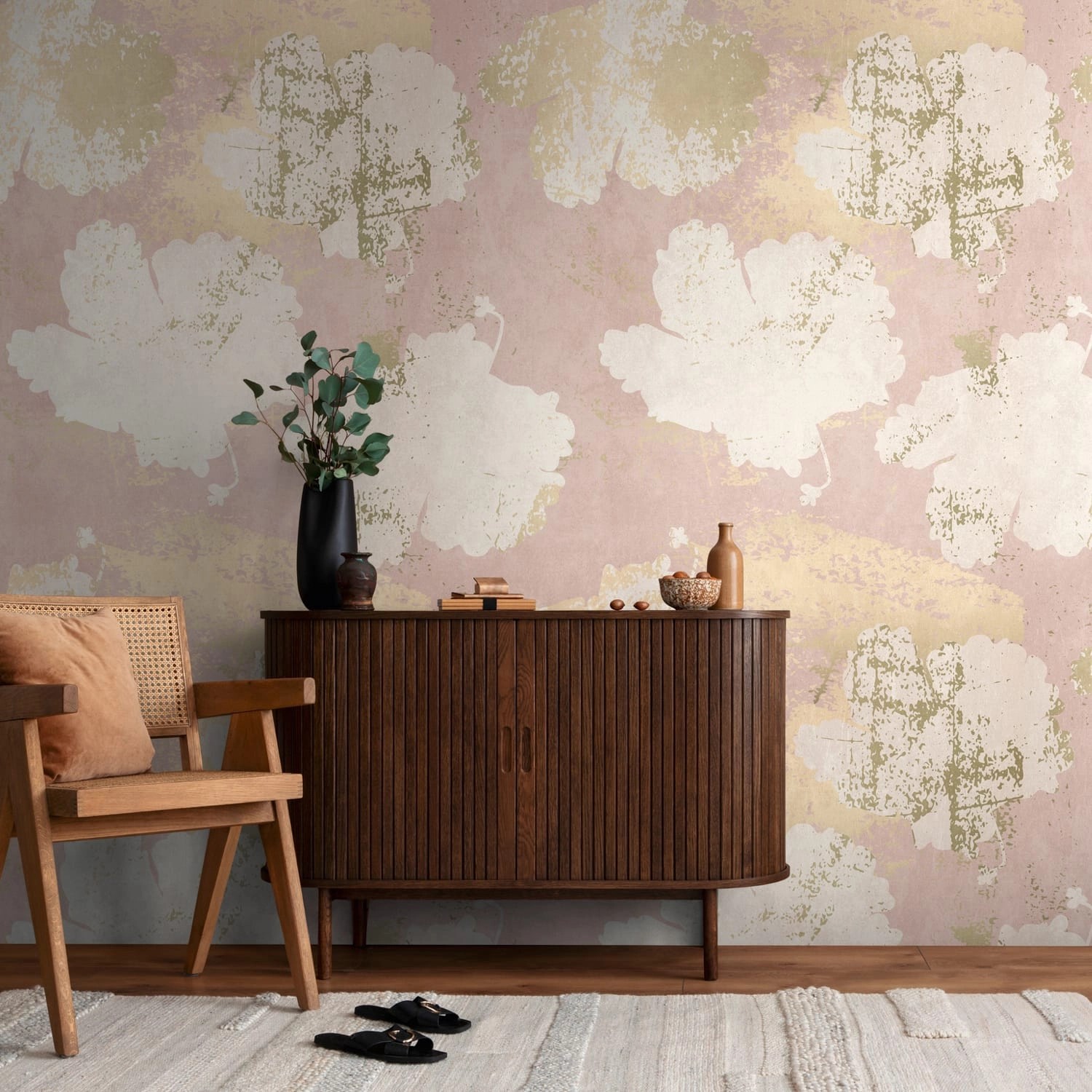 PROFHOME 398381-GU Fototapete Blumen Matt Rosa Creme-Weiß Beige 1,59 m x 2, günstig online kaufen