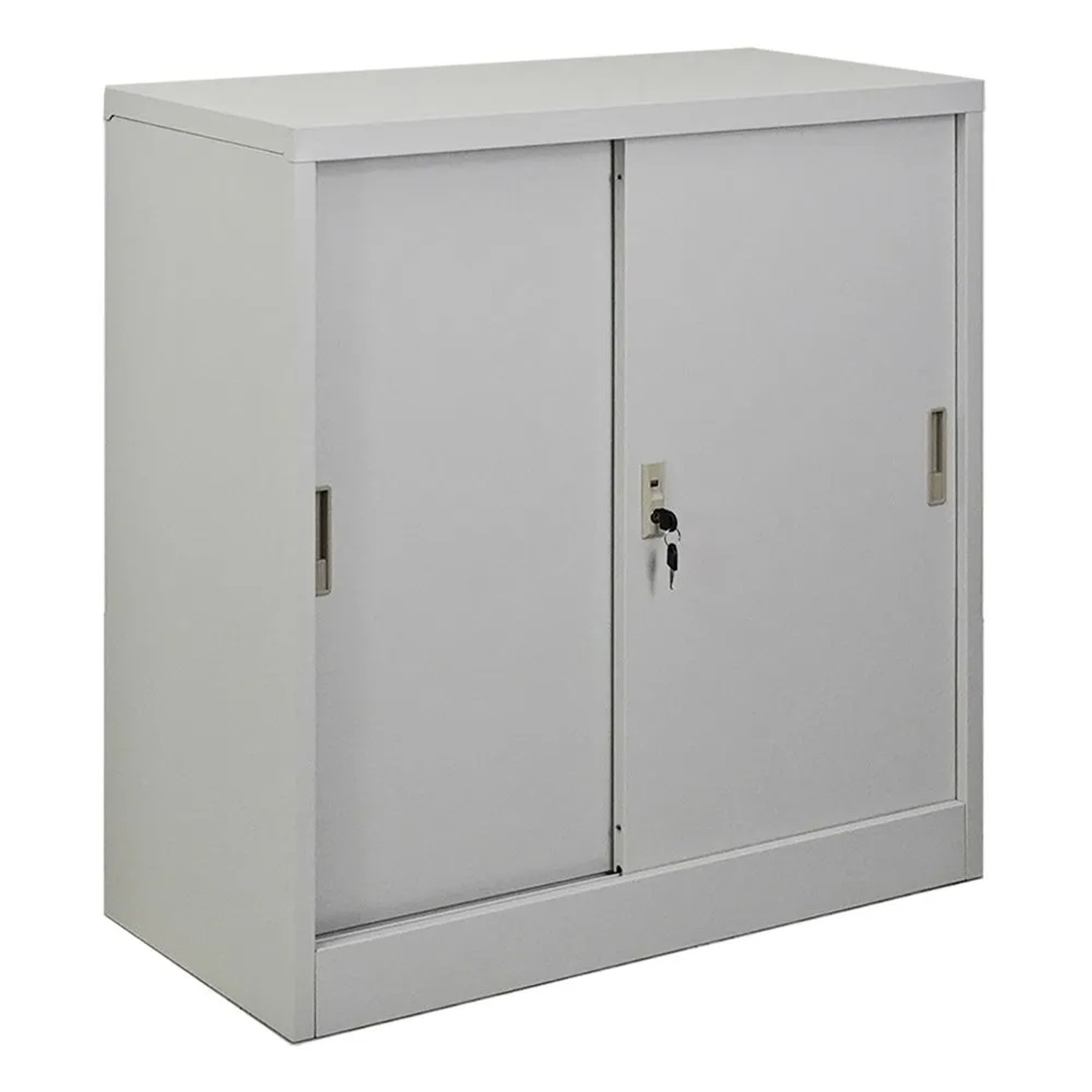 PROREGAL Aktenschrank ELEPHANT mit Abschließbaren Schiebetüren HxBxT 90 x 90 x 40 cm 2 Fachböden Lichtgrau