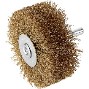 LUX Holzstrukturbürste Ø 80 mm, Stahl vermessingt, für Bohrmaschinen. Zum Schleifen und Polieren von Holz.