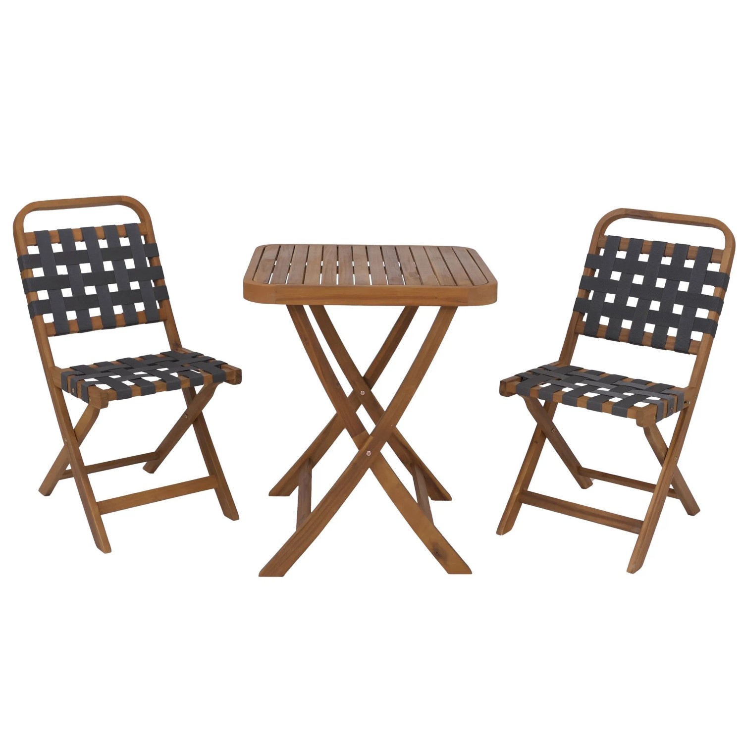 MCW Garten-Set P70 Seilgeflecht Akazie Klappbar Natur Grau