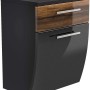 Posseik Bad-Hängeschrank Salona, Anthrazit/Walnuss, 40 cm breit, mit zwei Schubladen und silbernen Griffen.
