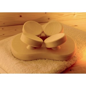 Ergonomische Weka Kopfstütze aus Espenholz für Sauna, 4-Punkt-Auflage für Komfort.