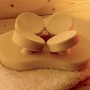 Ergonomische Weka Kopfstütze aus Espenholz für Sauna, 4-Punkt-Auflage für Komfort.