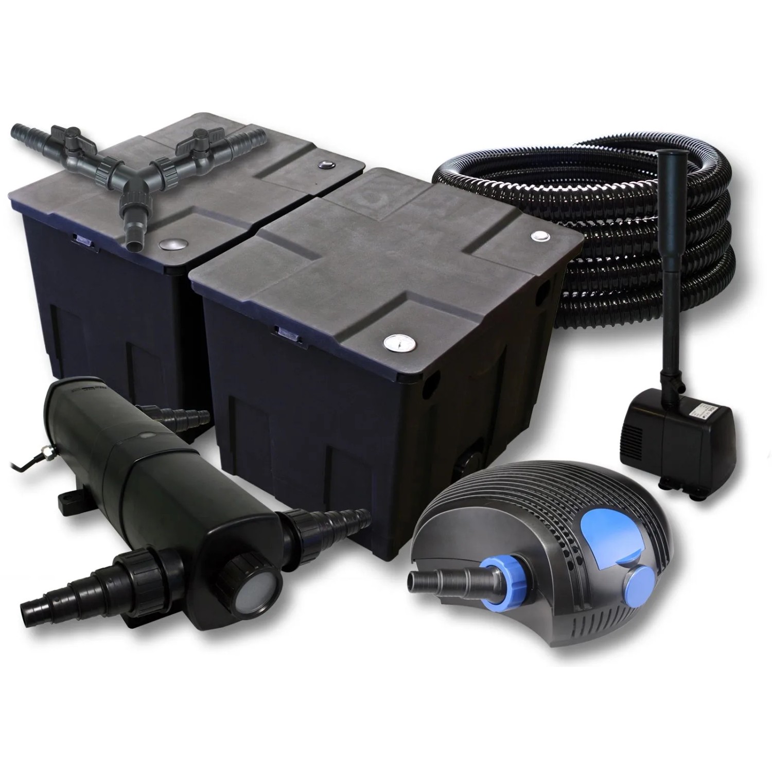 Sunsun Filter Set 60000L Teich 36W Klärer100W Eco Pumpe Schlauch Springbrunnen