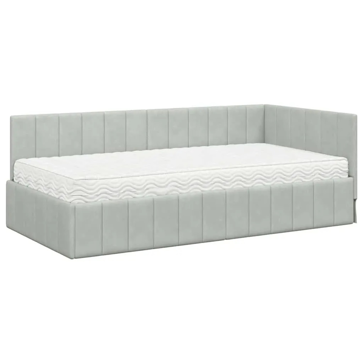 vidaXL Eckbettgestell mit Matratze Hellgrau 100 x 200 cm Samt 3393868 günstig online kaufen