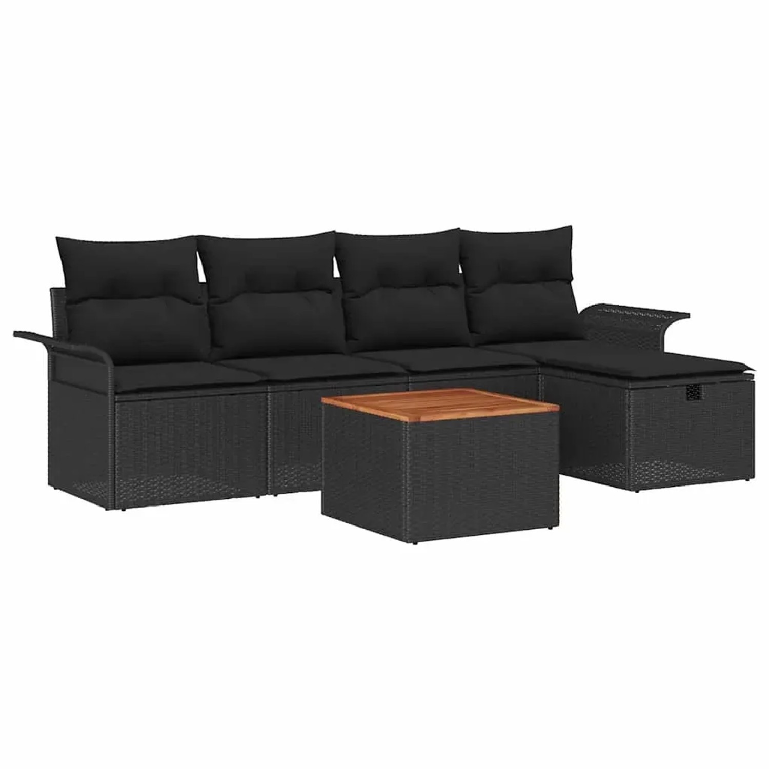vidaXL Garten-Sofa-Set mit Speicher 6-Tlg Schwarz Poly Rattan 3359450 günstig online kaufen