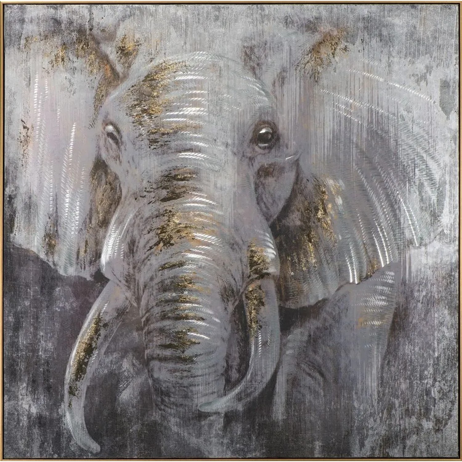 Art Universe Leinwandbild Elefant in Silber 102 x 102 cm