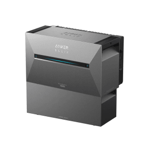 Anker SOLIX Solarbank 3 Pro E2700 Power Station, dunkelgrauer Energiespeicher mit blauem Licht.
