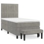Hellgraues vidaXL Boxspringbett (80x200 cm) mit Matratze und Bank aus Samt.