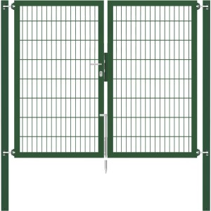 Grünes Doppeltor Flexo Plus 200x160 cm mit Pfosten für Gartenzäune.