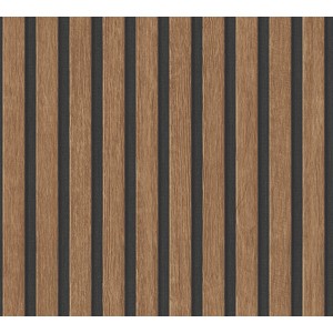 A.S. Création Vliestapete mit Holzpaneelen in Braun-Schwarz für eine moderne Wandgestaltung.