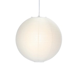 PR Home Haru Pendelleuchte: Runde Lampe aus Reispapier mit feinem Drahtmuster.