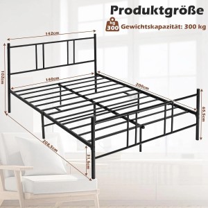 Costway Metallbett 200 x 140 cm mit Lattenrost & Stauraum Unter Bett