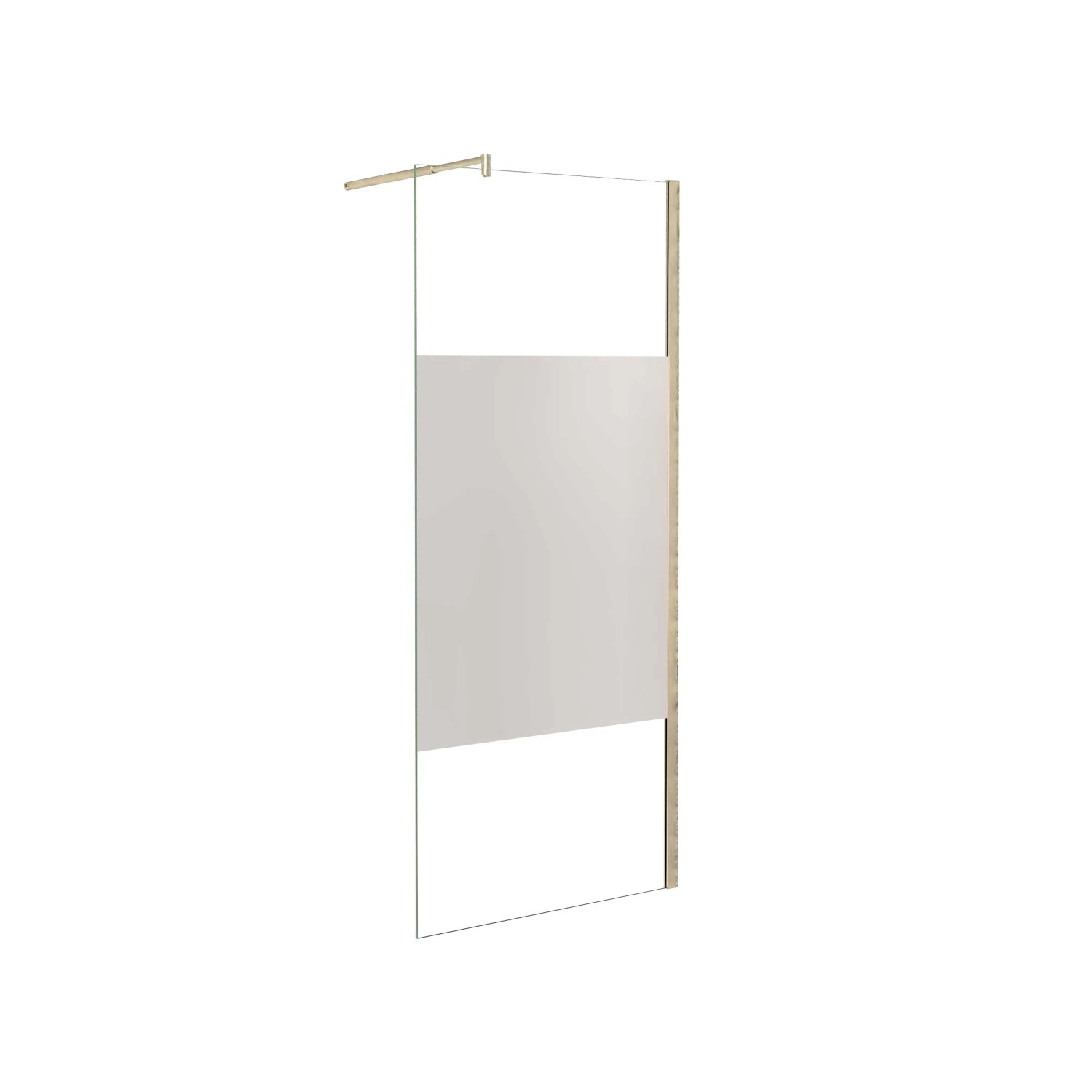 AICA Walk in Duschwand B.120xH.200cm mit Stabilisierungsstange 70-120cm 8mm Nano Glas mit Milchstreifen Duschabtrennung