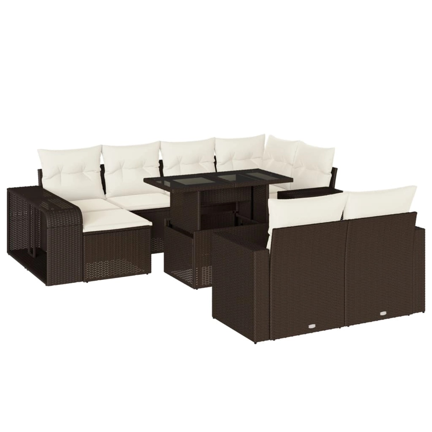 vidaXL 11-Tlg Garten-Sofagarnitur mit Kissen Braun Poly Rattan 3274586 günstig online kaufen