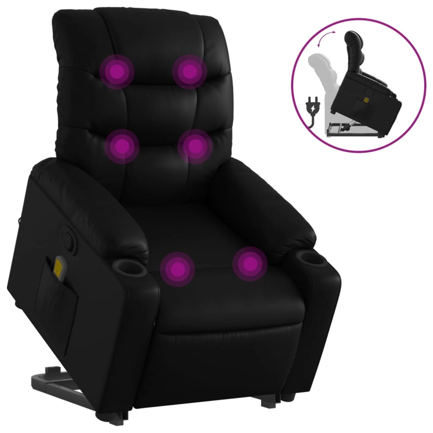 vidaXL Massagesessel mit Aufstehhilfe Schwarz Kunstleder Modell 9 günstig online kaufen