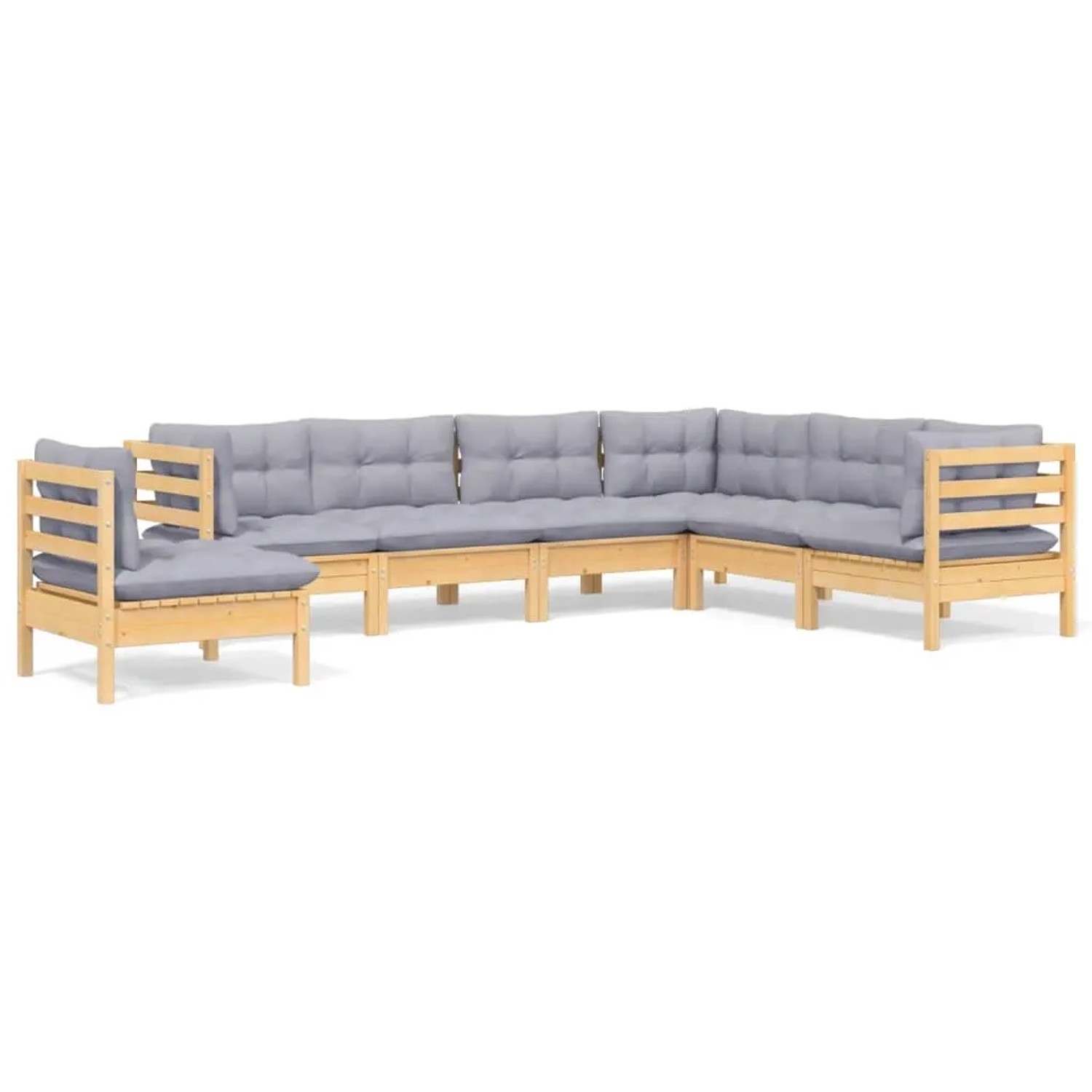 vidaXL 7-Tlg Garten-Lounge-Set mit Grauen Kissen Kiefer Massivholz 3096718 günstig online kaufen