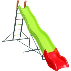 Trigano Metall Rutsche Edgar, 380 cm, grün-rote Wellenrutsche mit Leiter für Kinder.
