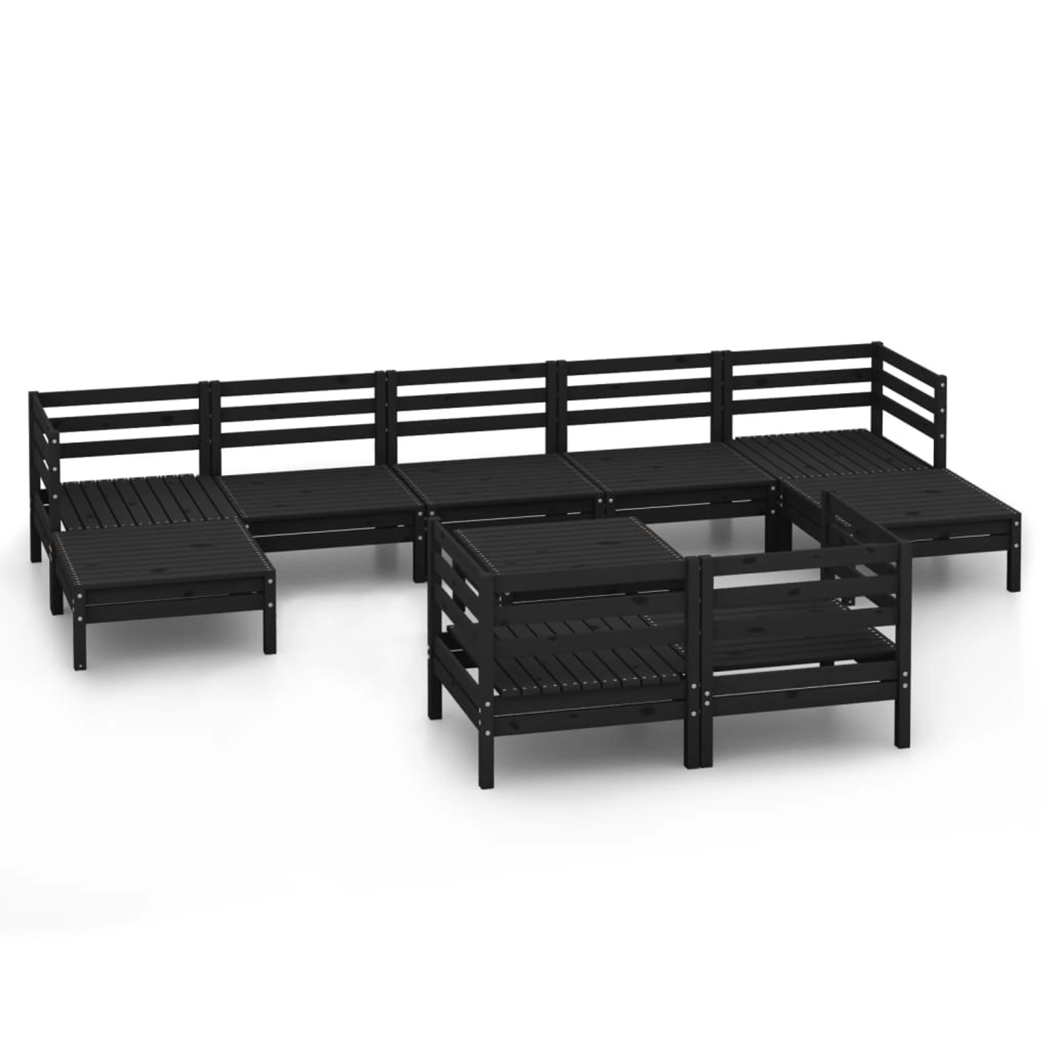 10-tlg. Garten-lounge-set Schwarz Massivholz Kiefer günstig online kaufen