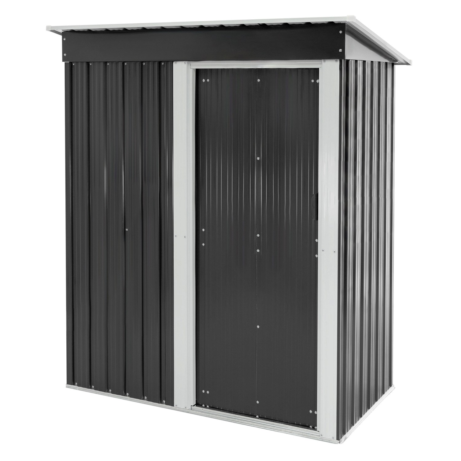 ML-Design Metall Gerätehaus M mit Pultdach Schiebetür 150x184x76 cm Dunkelgrau