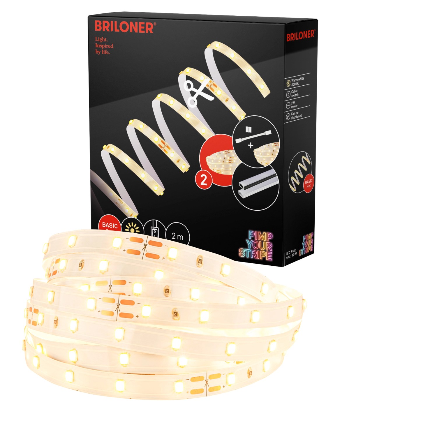 Thumbnail - Briloner Pimp your Stripe LED-Band Starter-Set Warmweiß Fernbedienung 2m