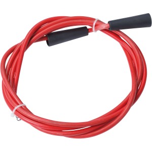 Rote Rohrreinigungsspirale (2,5 m) mit Handkurbel und Rückholbohrer für Abflussrohre.